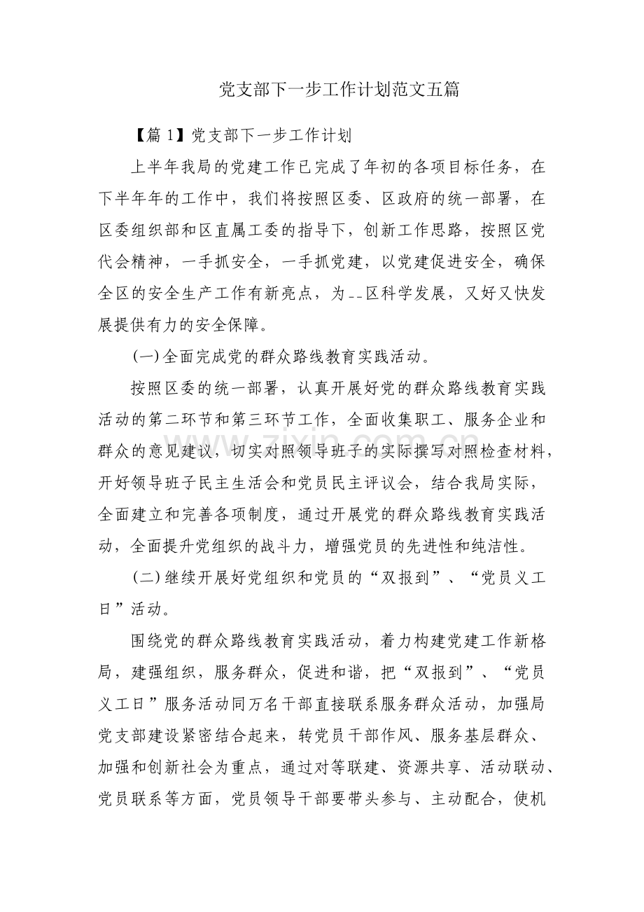 党支部下一步工作计划范文五篇.pdf_第1页