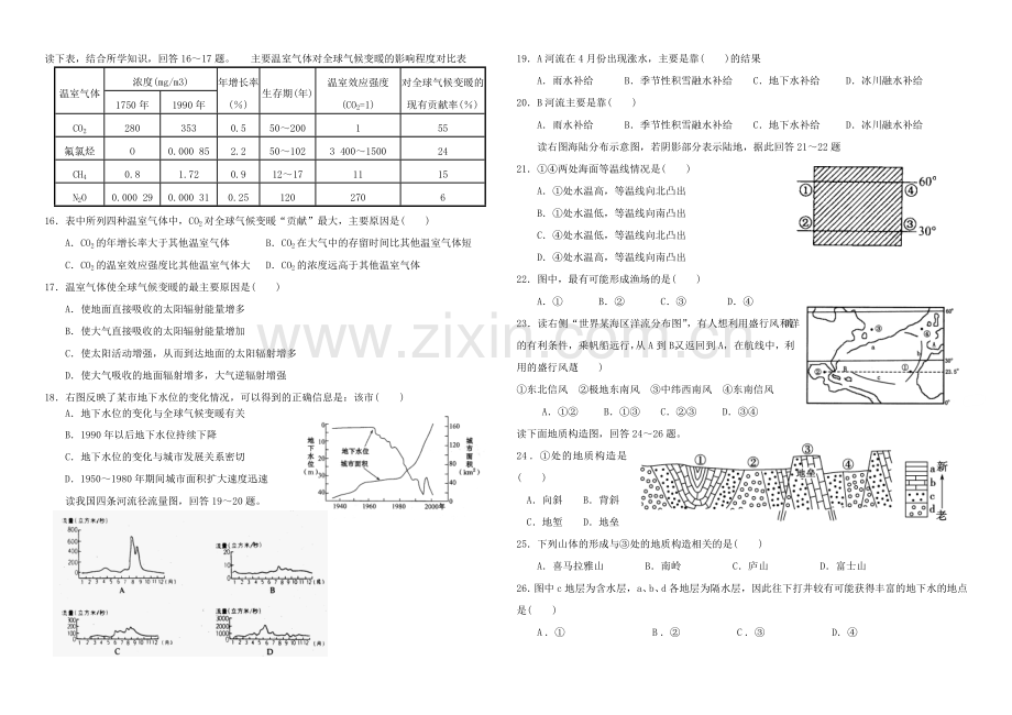 高一年级必修一地理试卷.doc_第2页