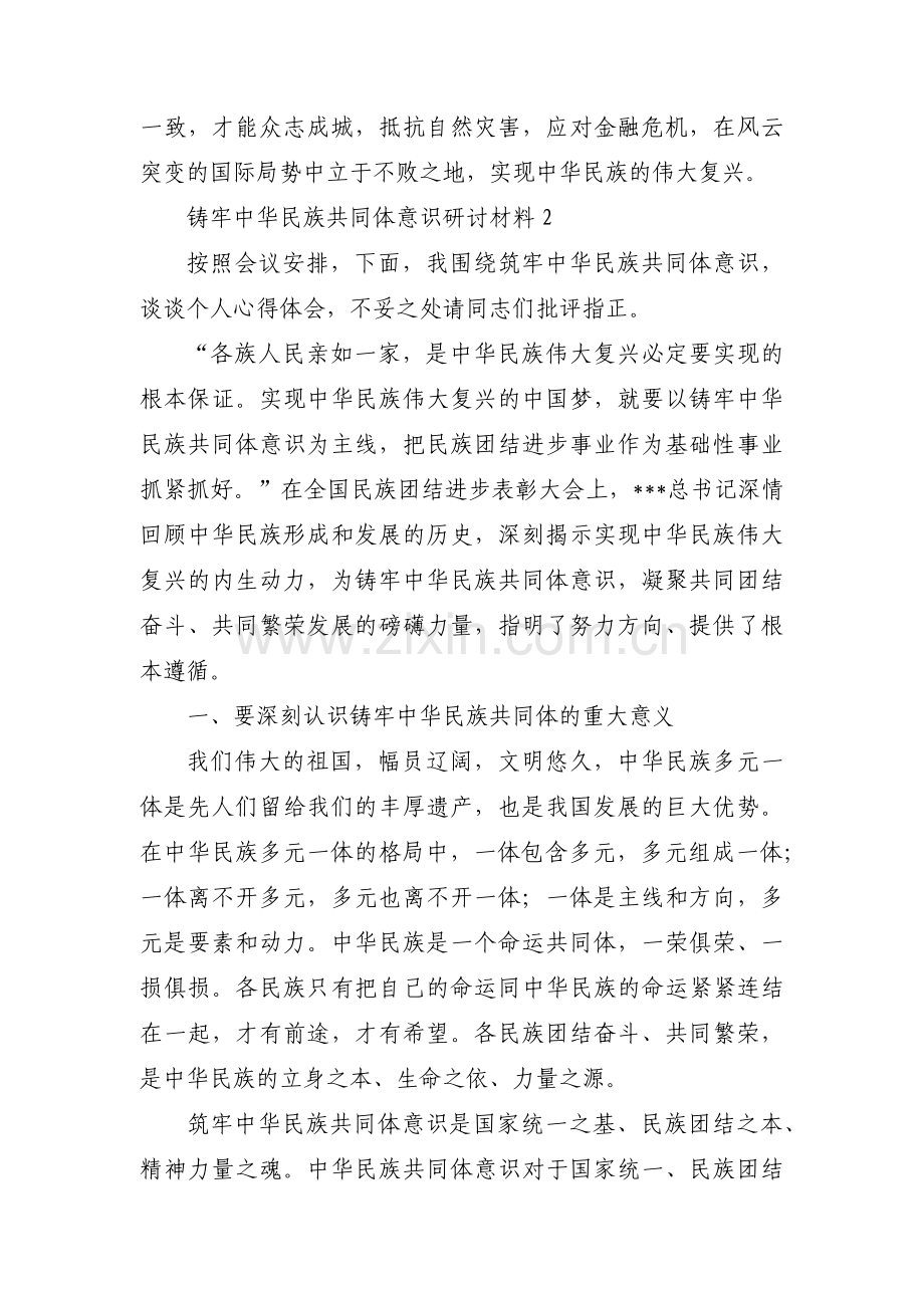 关于铸牢中华民族共同体意识研讨材料【十四篇】.pdf_第2页