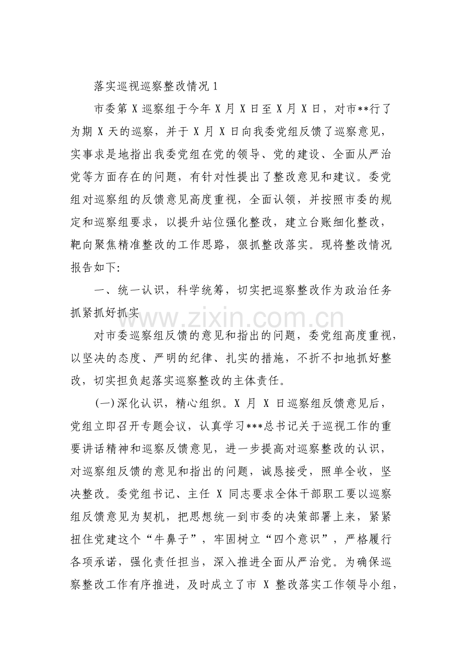 关于落实巡视巡察整改情况【六篇】.pdf_第1页