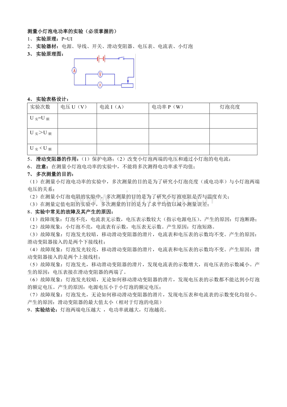 测量小灯泡电功率的实验（必须掌握的）.doc_第1页