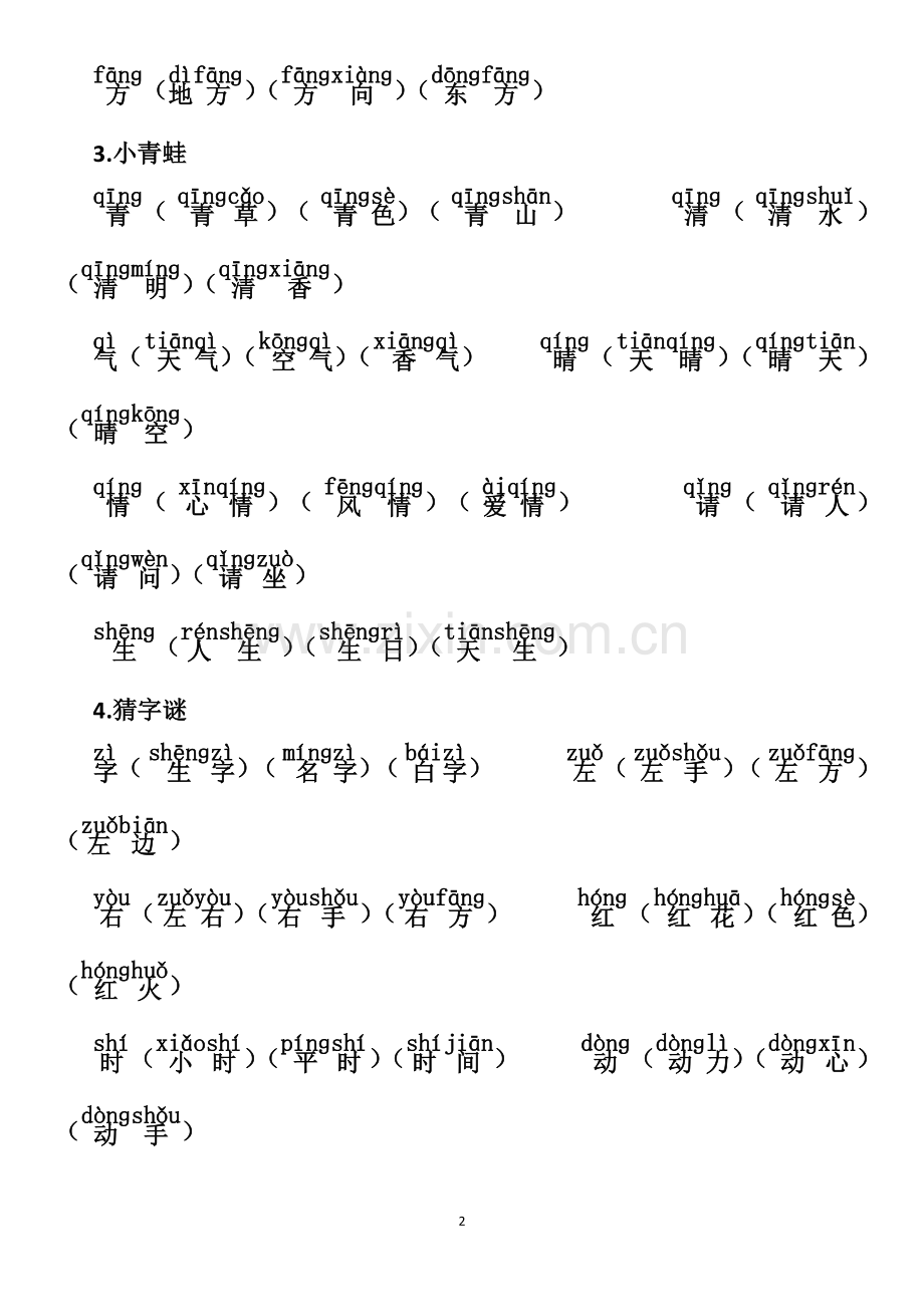 部编人教版语文一年级下册期末复习我会写生字组词(带拼音).doc_第2页