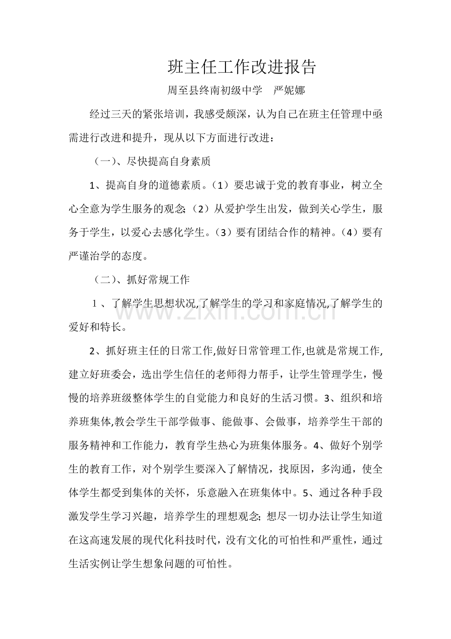 周至县严妮娜班主任工作改进.docx_第1页