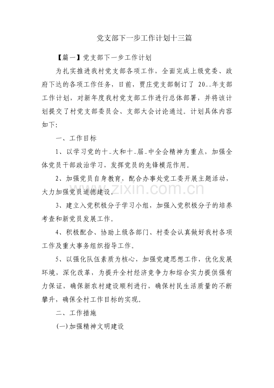 党支部下一步工作计划十三篇.pdf_第1页