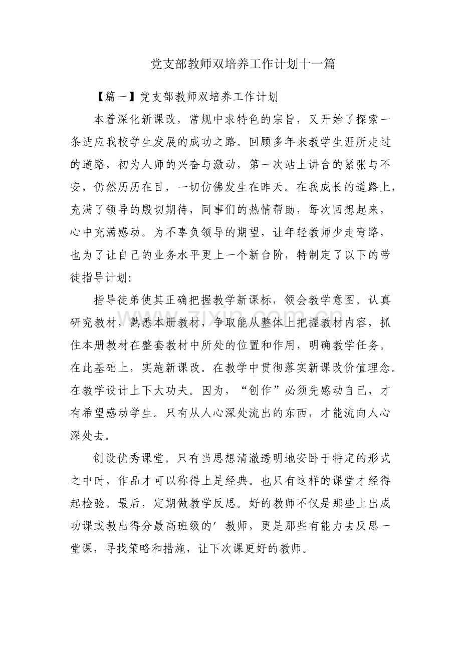 党支部教师双培养工作计划十一篇.pdf_第1页