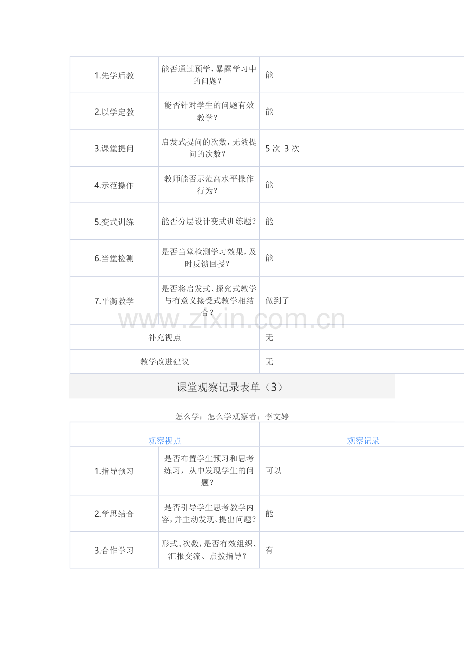 课堂观察记录表单.doc_第2页