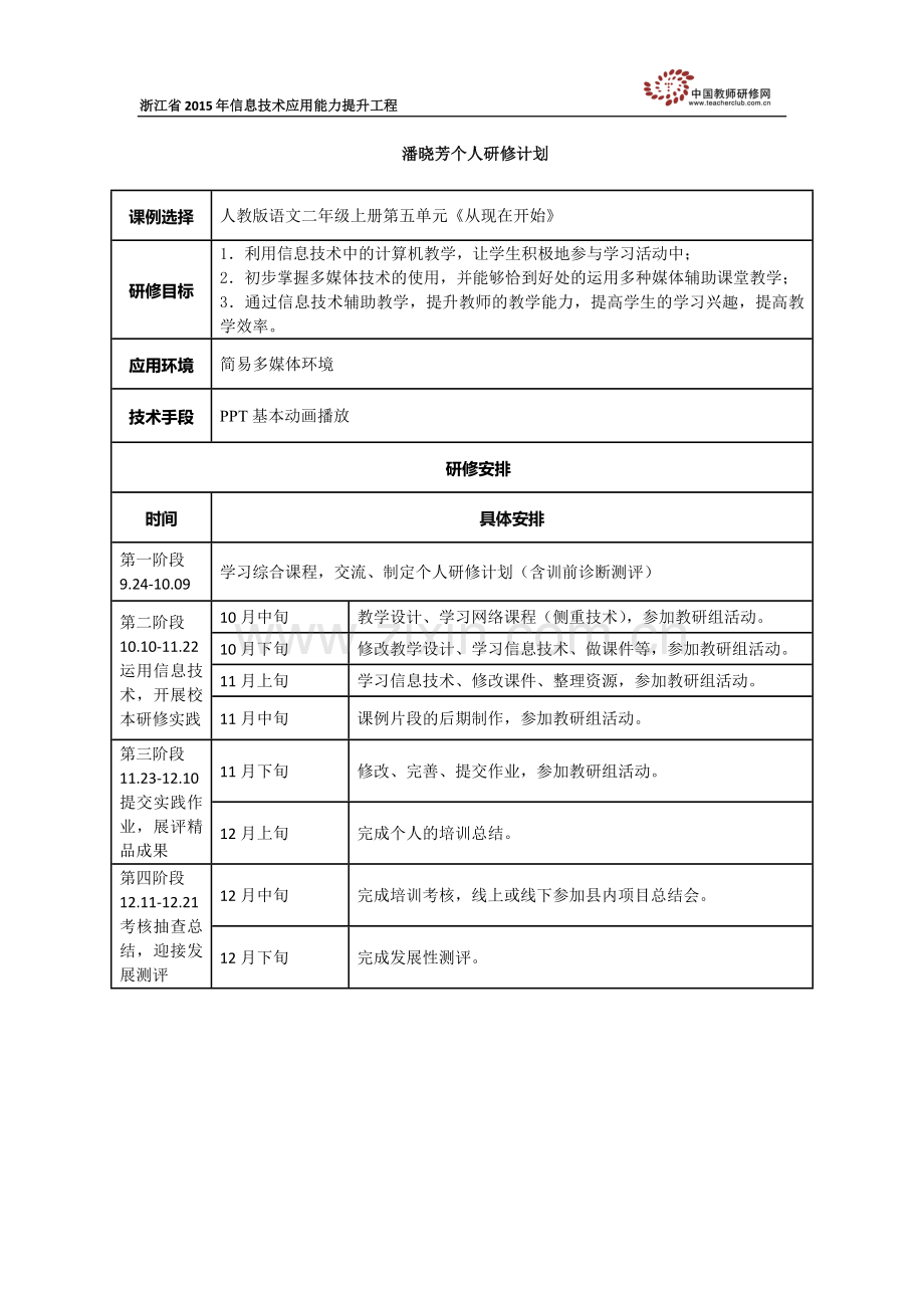 潘晓芳个人研修计划.docx_第1页