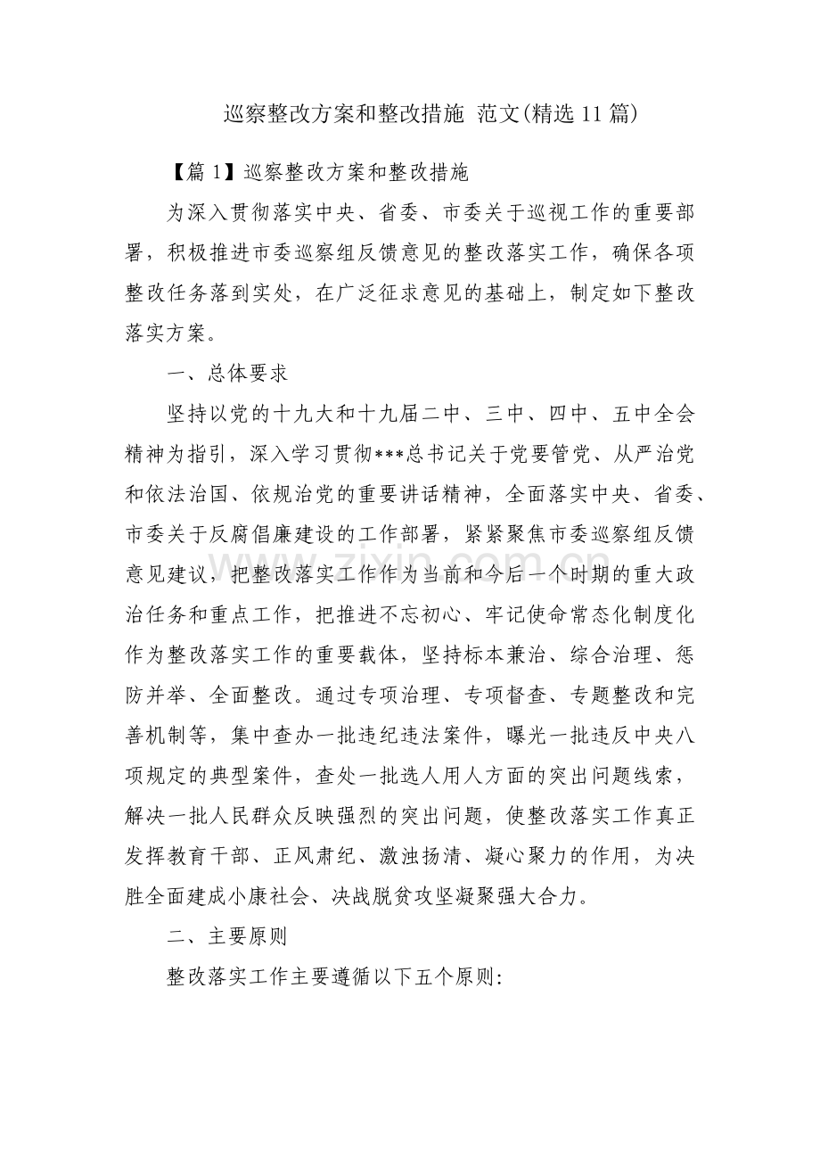 巡察整改方案和整改措施 范文(11篇).pdf_第1页