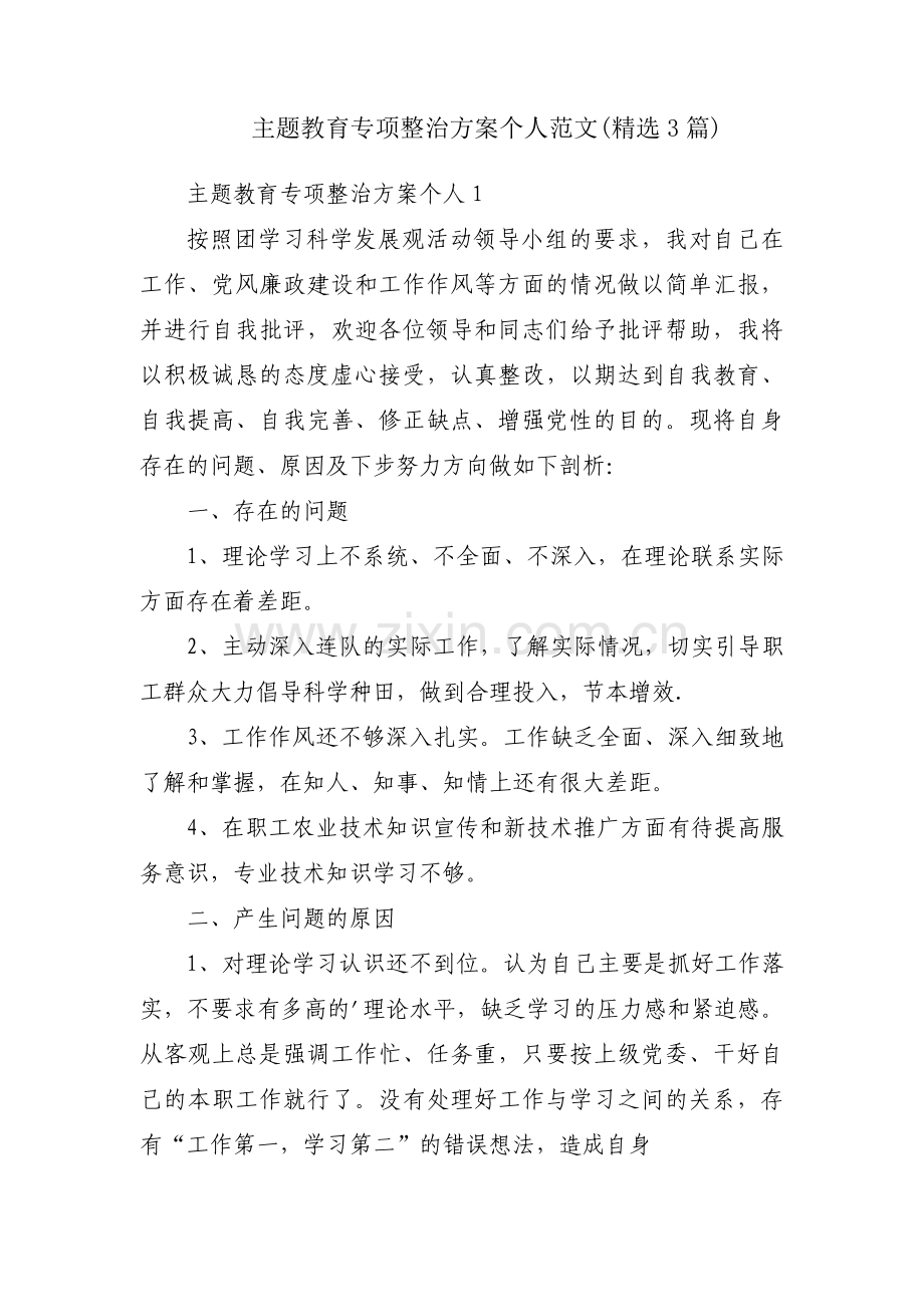 主题教育专项整治方案个人范文(3篇).pdf_第1页