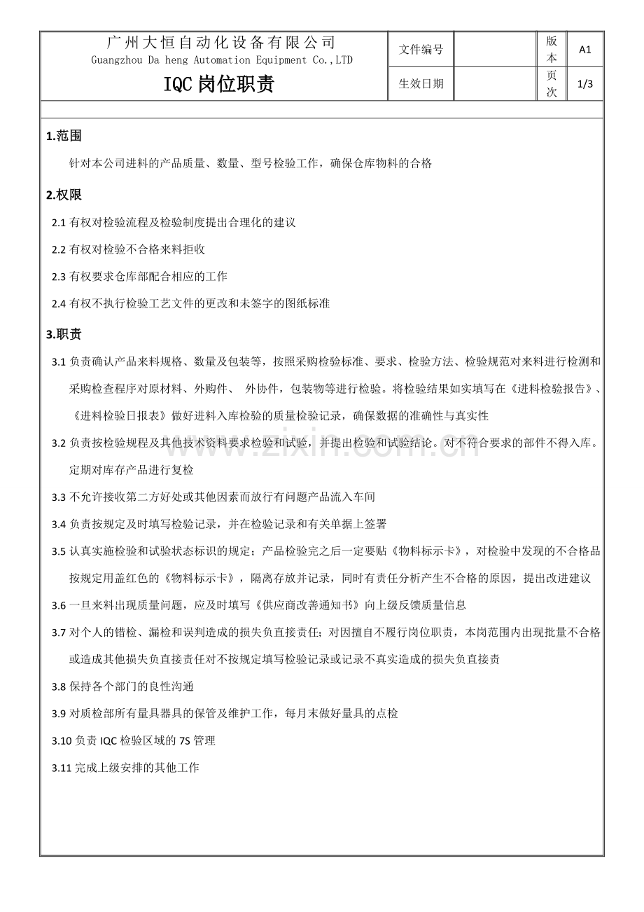 质检部各岗位职责(附流程图).doc_第3页