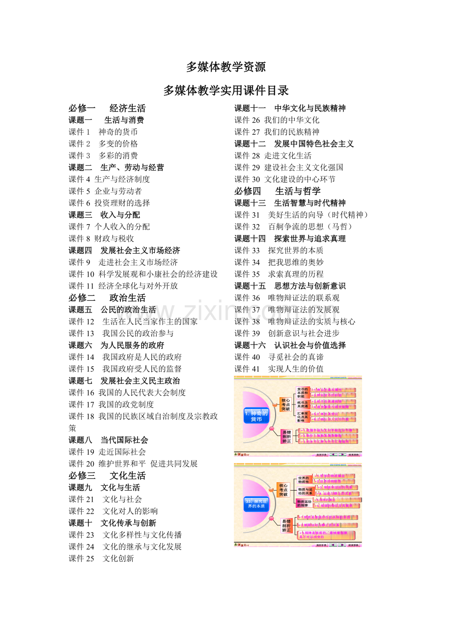 多媒体教学课件目录.doc_第1页