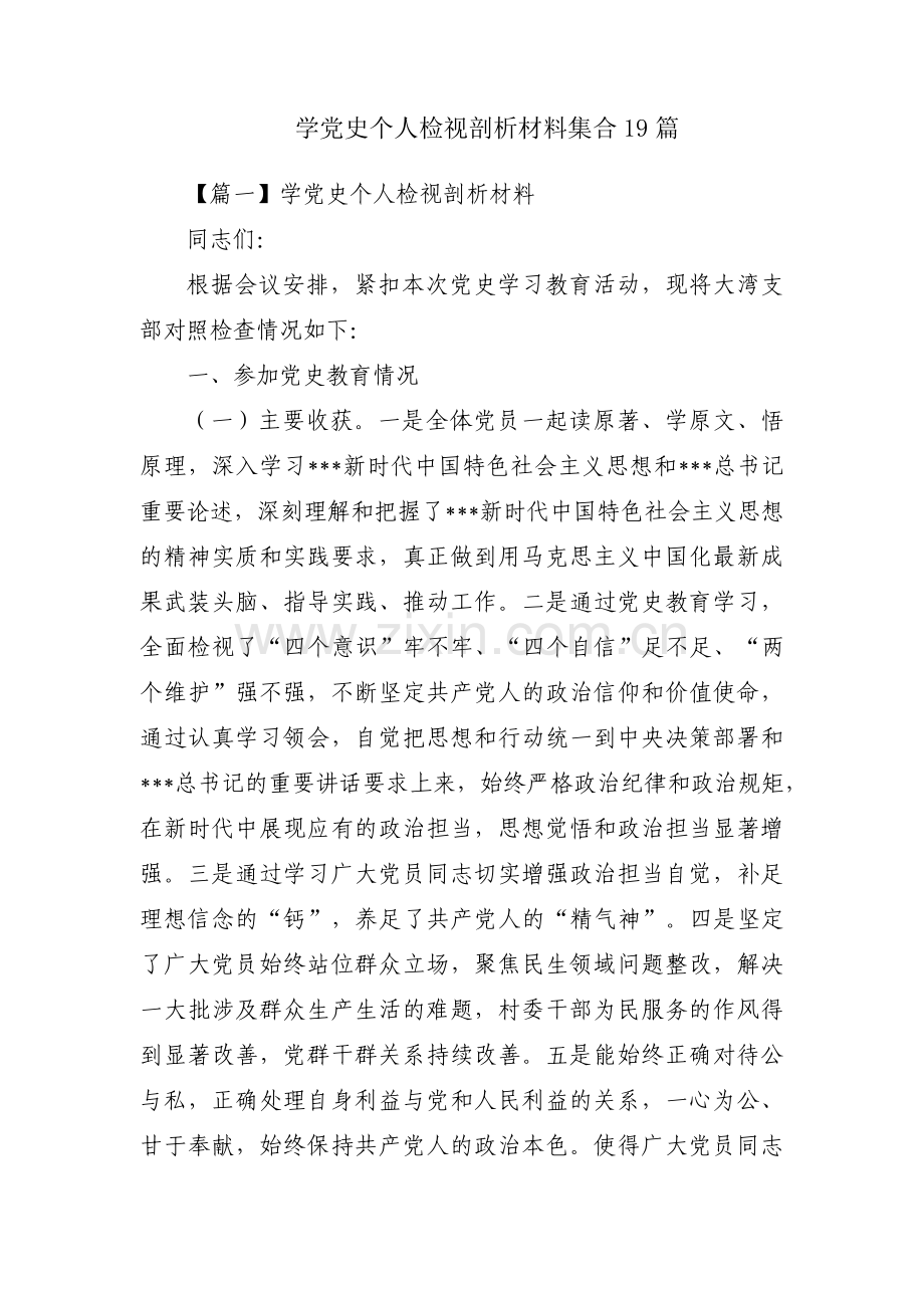 学党史个人检视剖析材料集合19篇.pdf_第1页