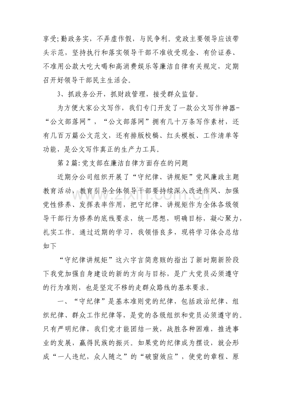 党支部在廉洁自律方面存在的问题范文(6篇).pdf_第3页