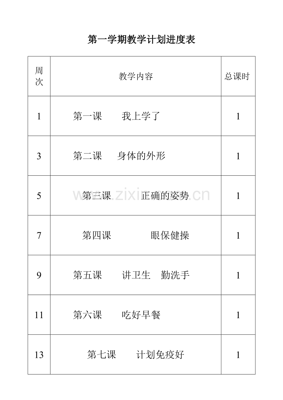 小学卫生与健康教案.doc_第1页