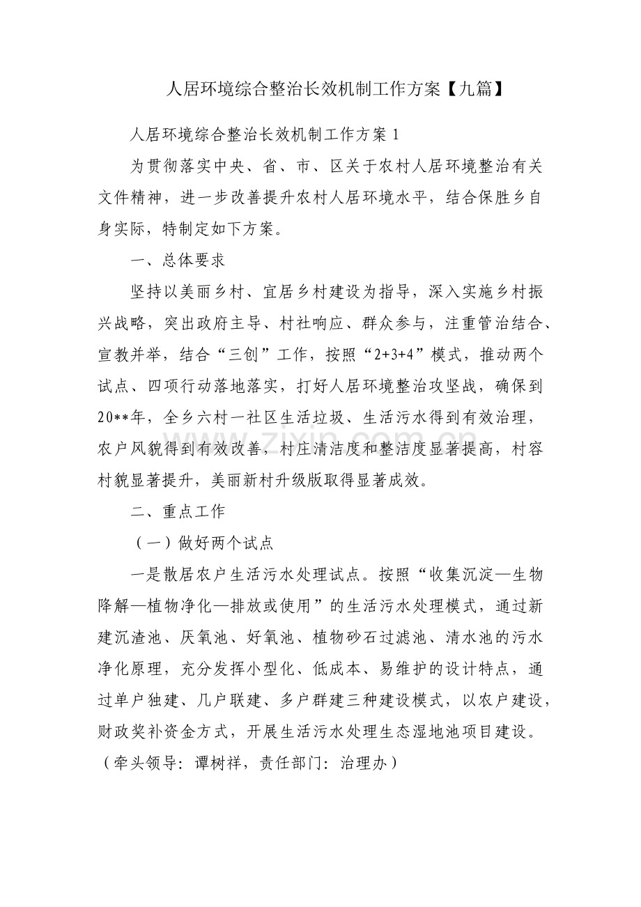 人居环境综合整治长效机制工作方案【九篇】.pdf_第1页