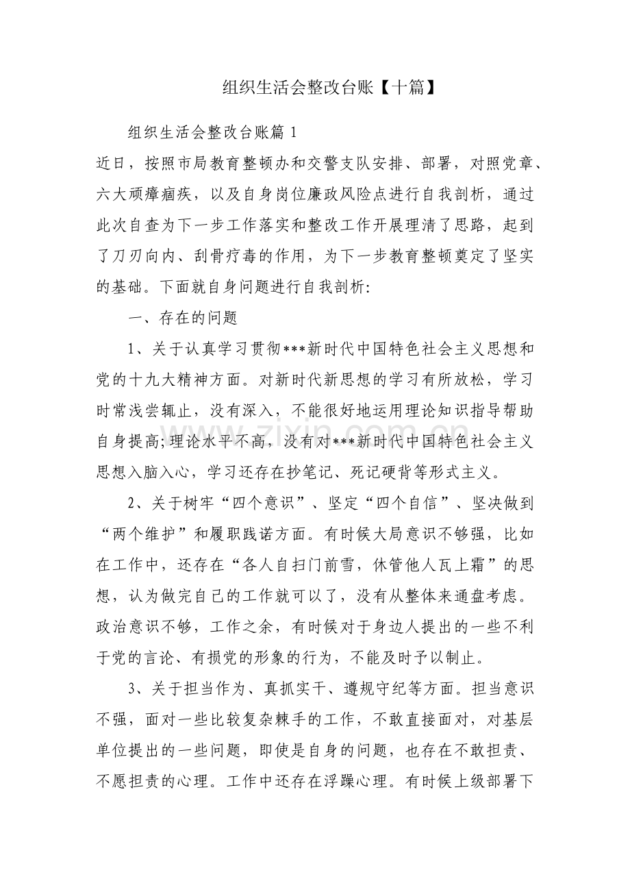 组织生活会整改台账【十篇】.pdf_第1页