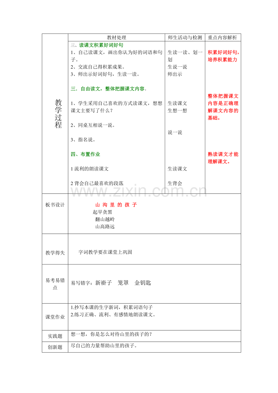 《山沟里的孩子》教案.doc_第2页