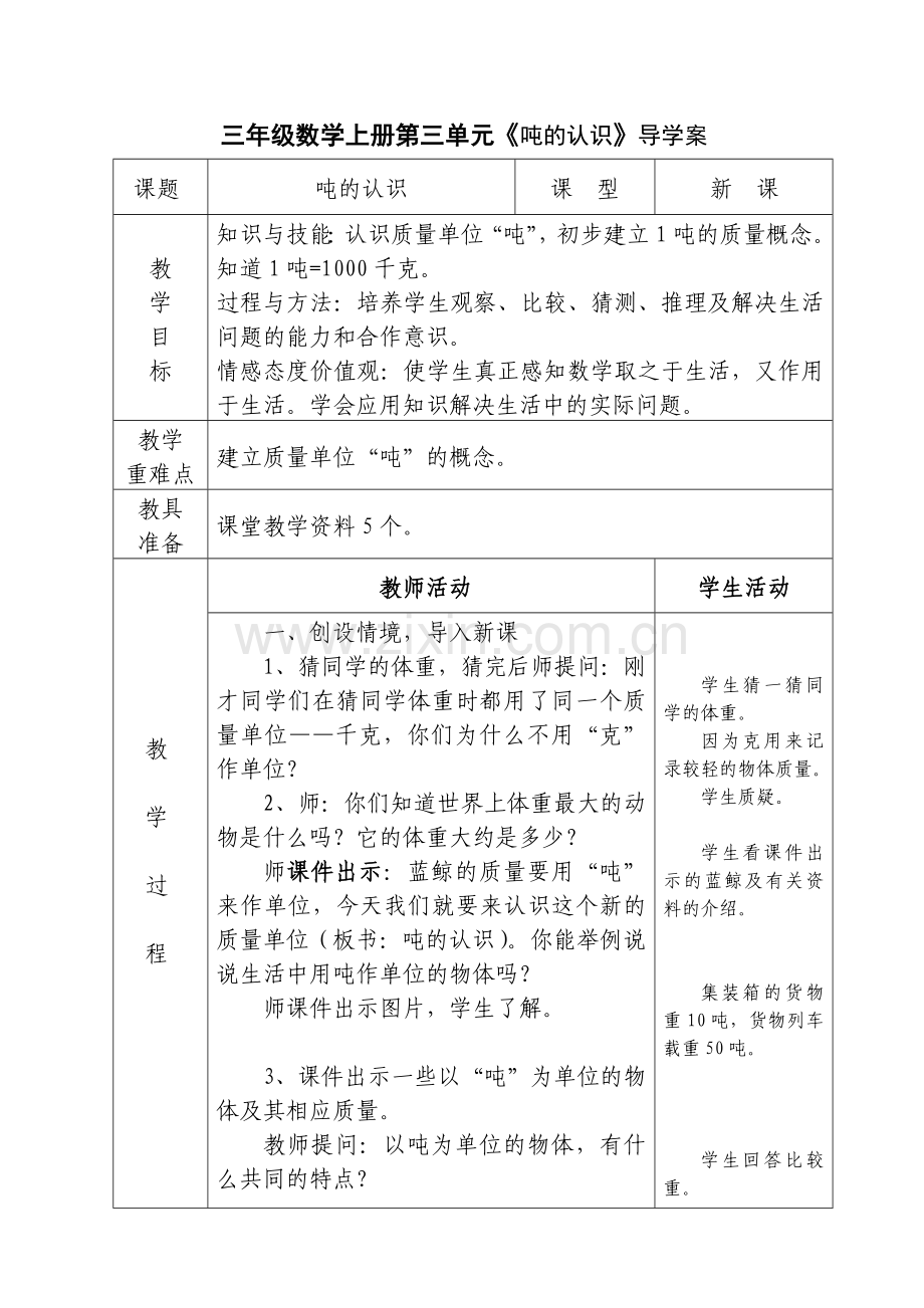 吨的认识导学案.doc_第1页