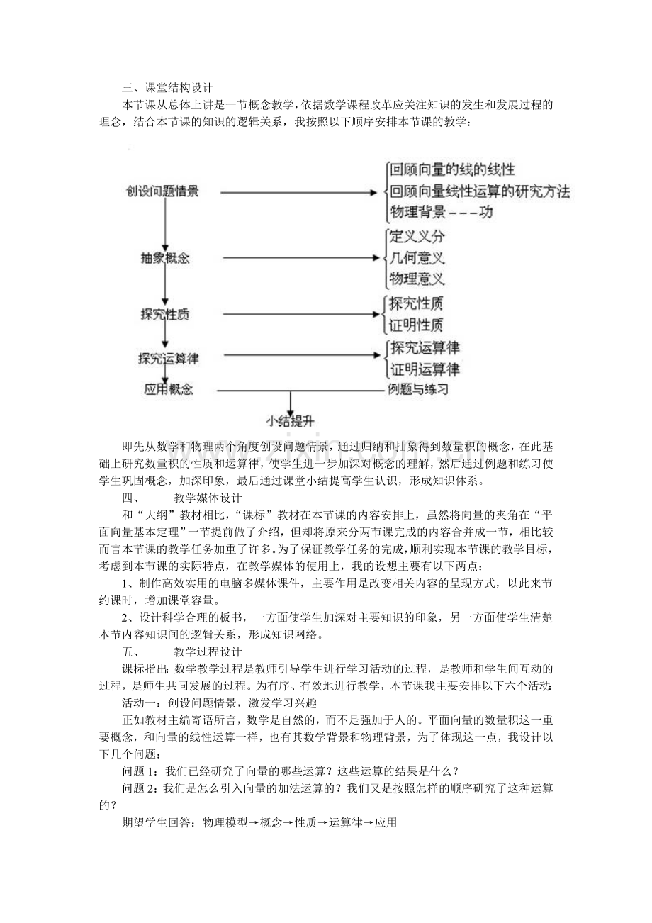 平面向量的数量积说课稿.doc_第2页