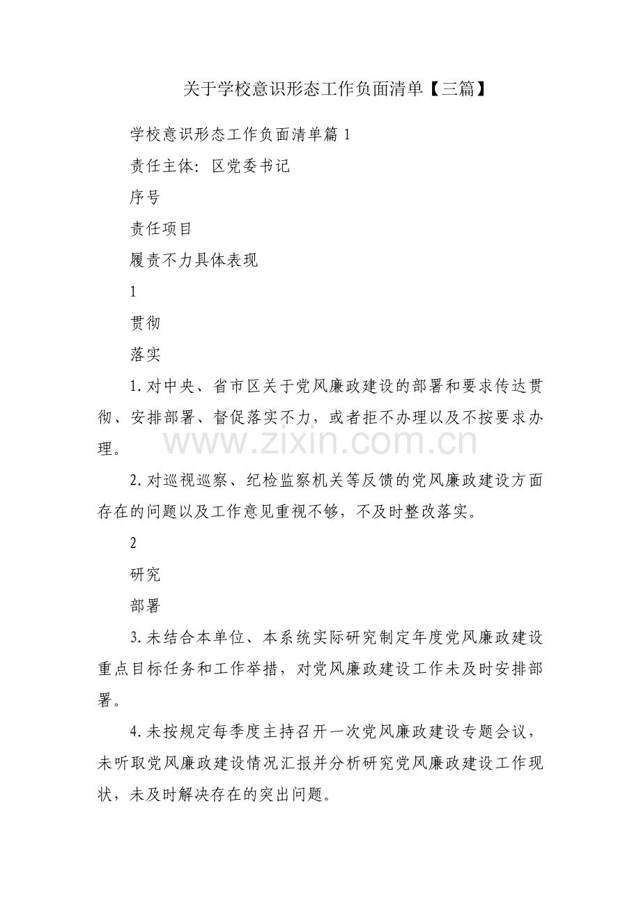 关于学校意识形态工作负面清单【三篇】.pdf_第1页