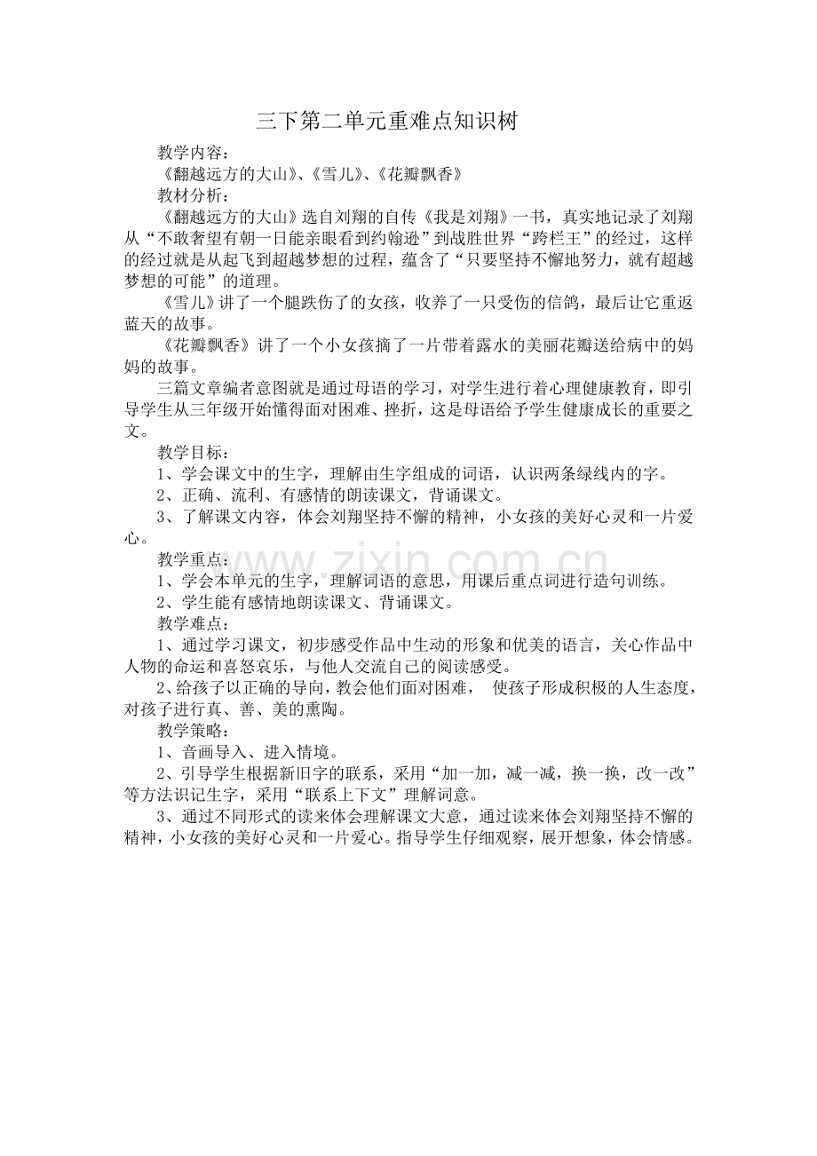 三下语文第二单元重难点知识树.doc_第1页