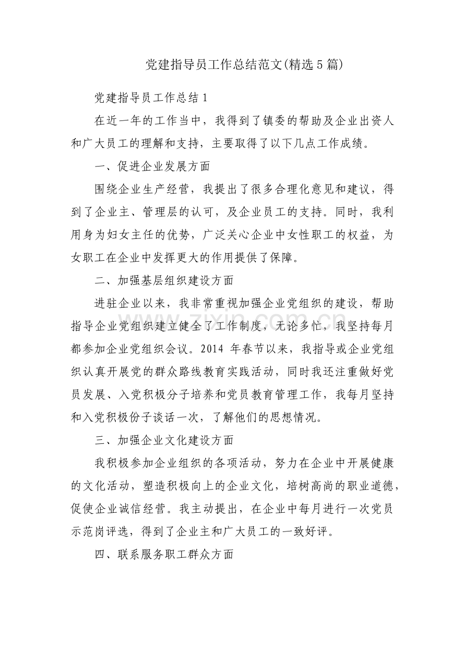 党建指导员工作总结范文(5篇).pdf_第1页