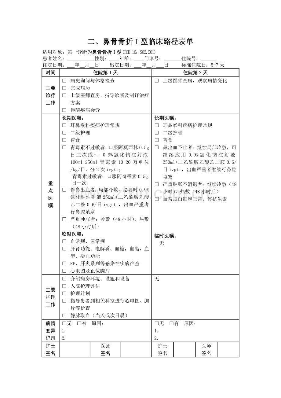 鼻骨骨折I型临床路径.doc_第3页