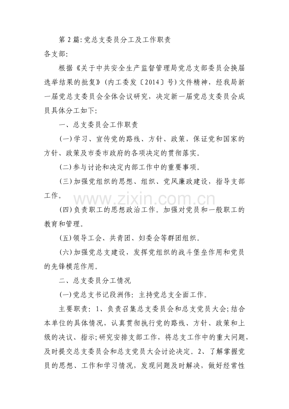 党总支委员分工及工作职责范文(通用10篇).pdf_第2页