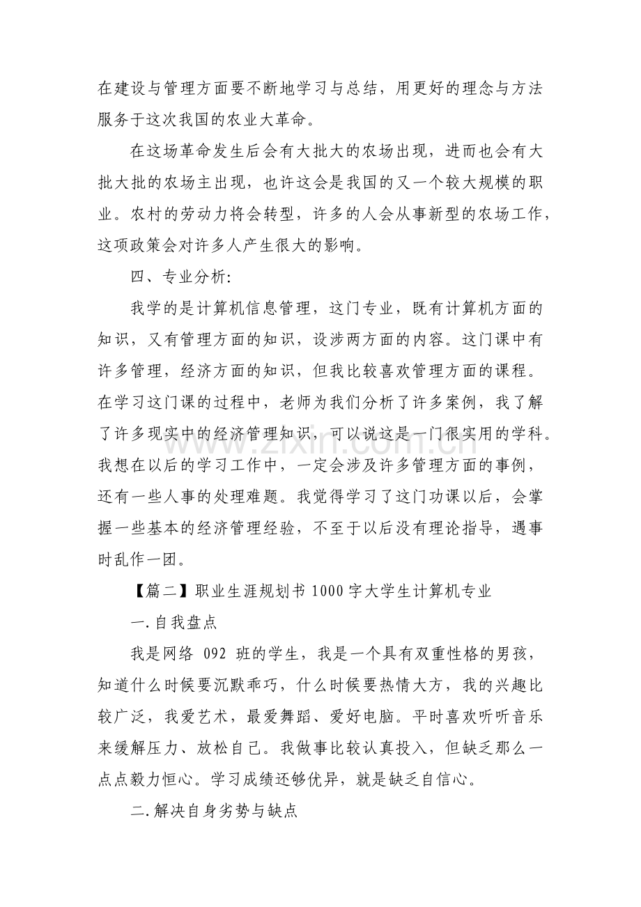 职业生涯规划书1000字大学生计算机专业集合3篇.pdf_第3页