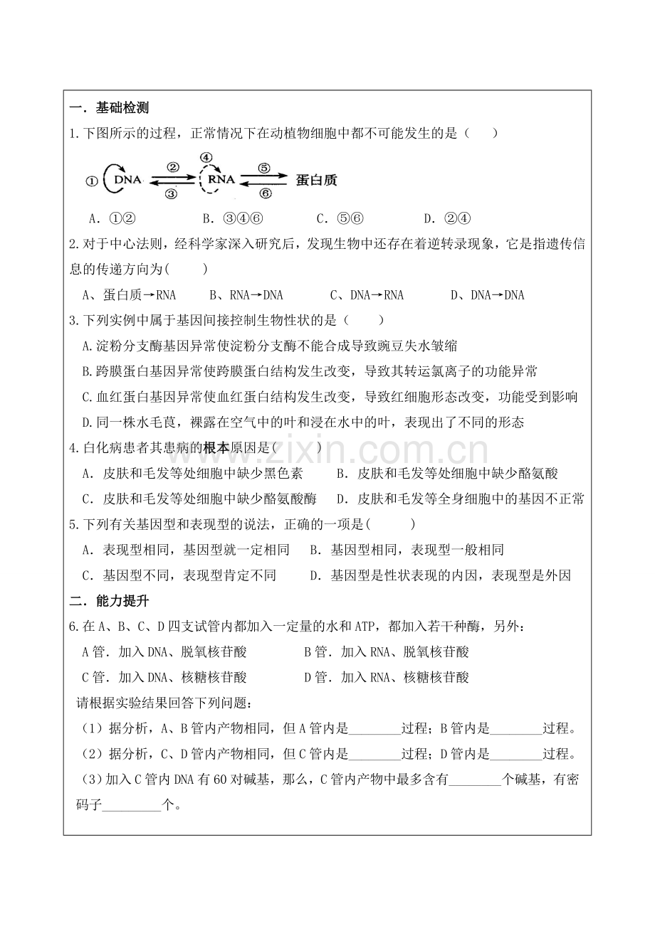 基因对性状的控制学案.doc_第2页