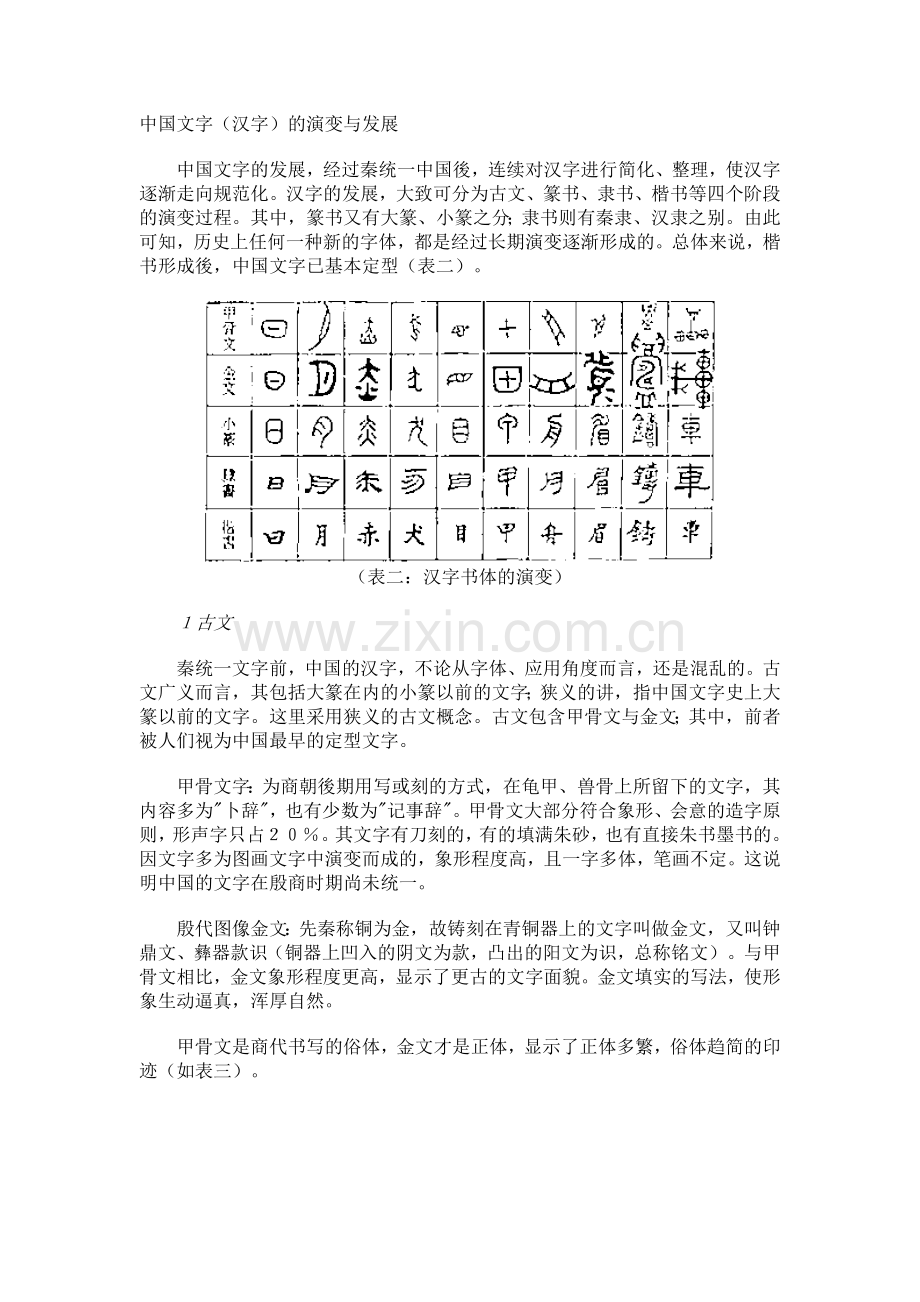 中国文字(汉字)的演变与发展.doc_第1页