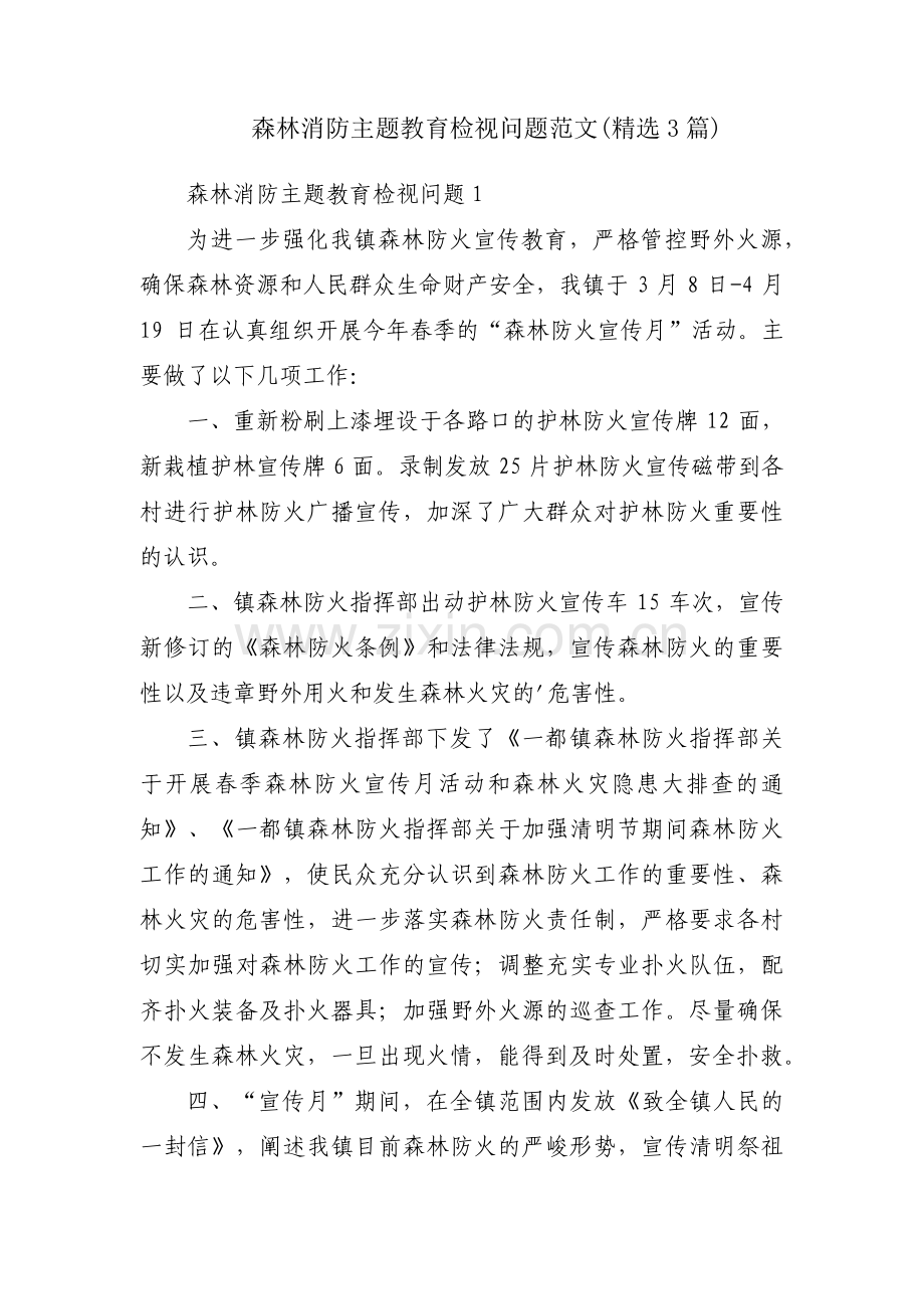 森林消防主题教育检视问题范文(3篇).pdf_第1页