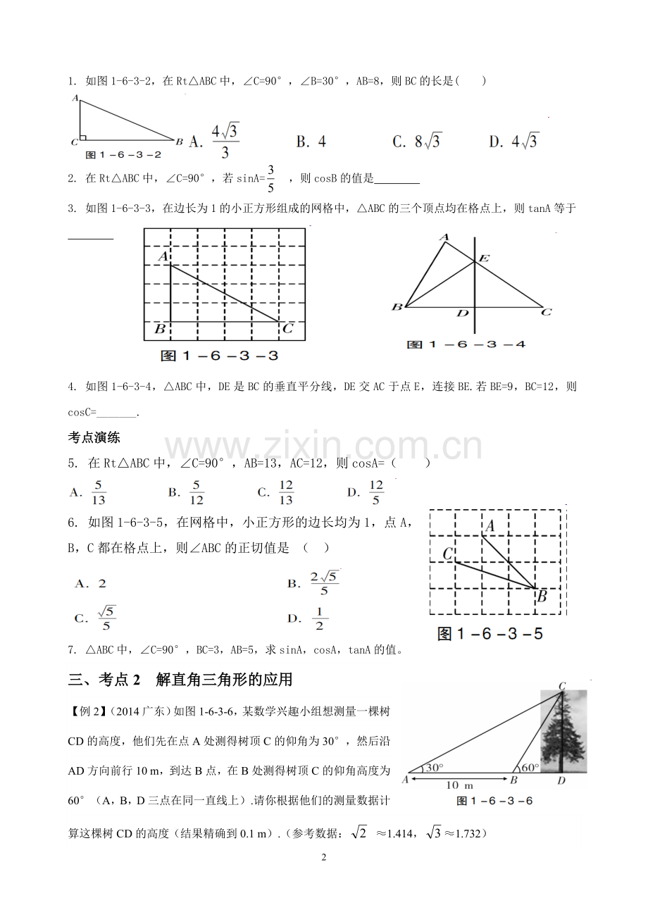 锐角三角函数的应用复习.doc_第2页