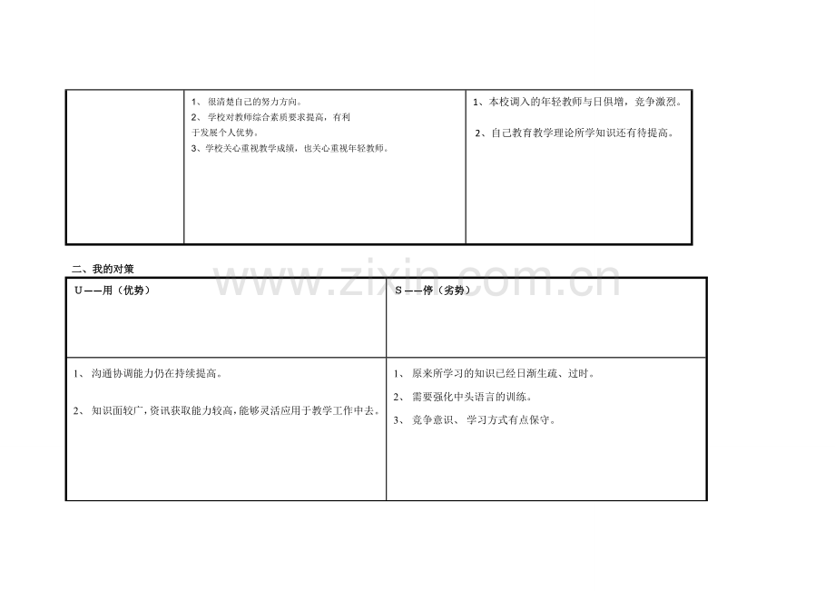 个人自我诊断SWOT分析表（陈寿万）.doc_第2页