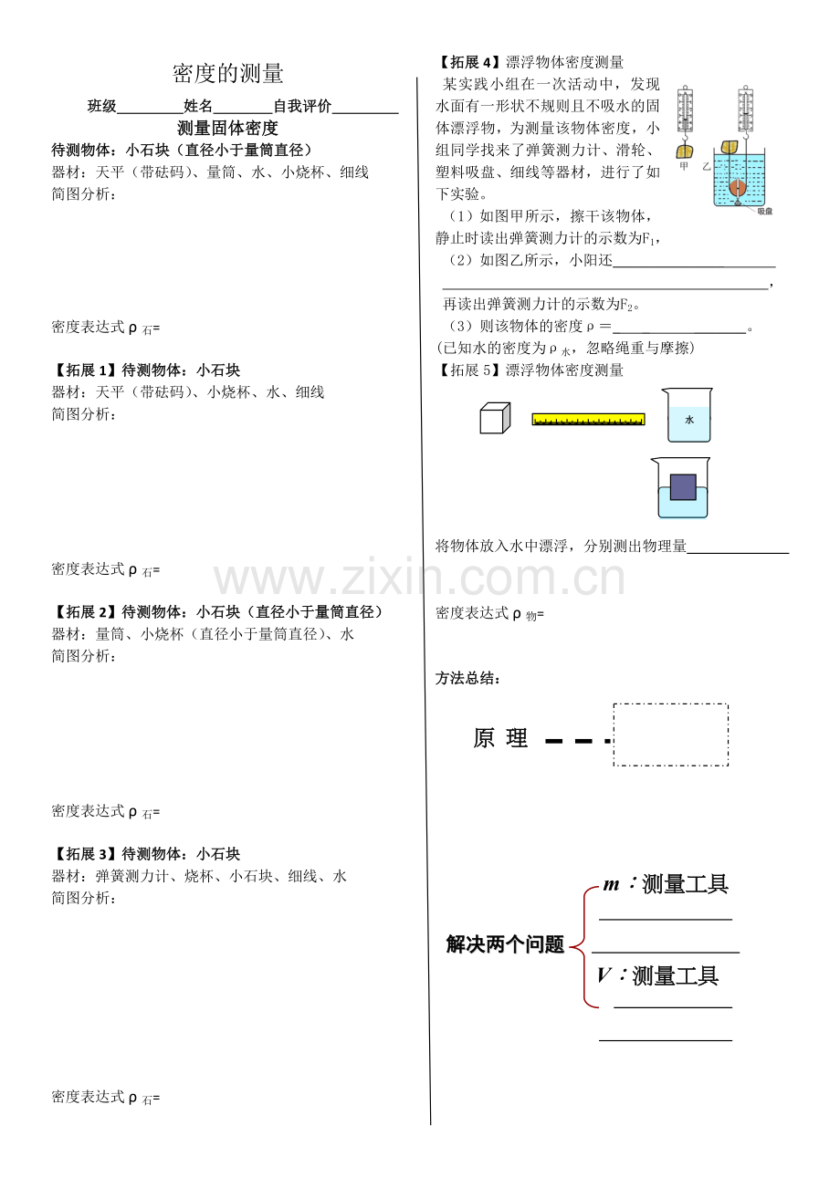 《密度的测量》复习课-学案设计.doc_第1页