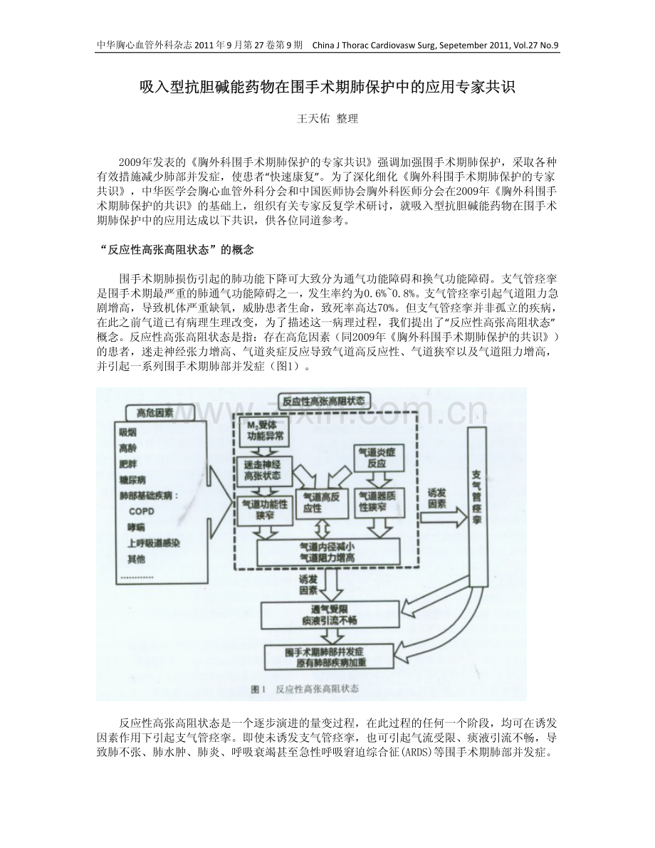 吸入型抗胆碱能药物在围手术期肺保护中的应用专家共识(word版转换).pdf_第1页