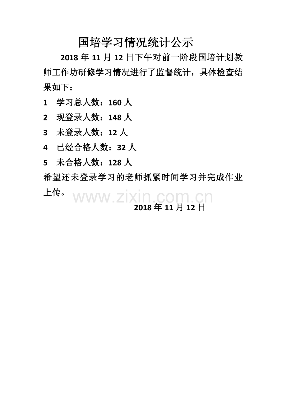 国培学习统计情况公示.doc_第1页