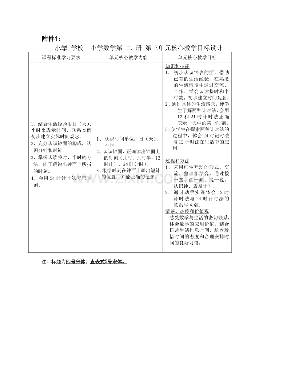 小学数学一年级第二学期第三单元核心目标设计.doc_第1页