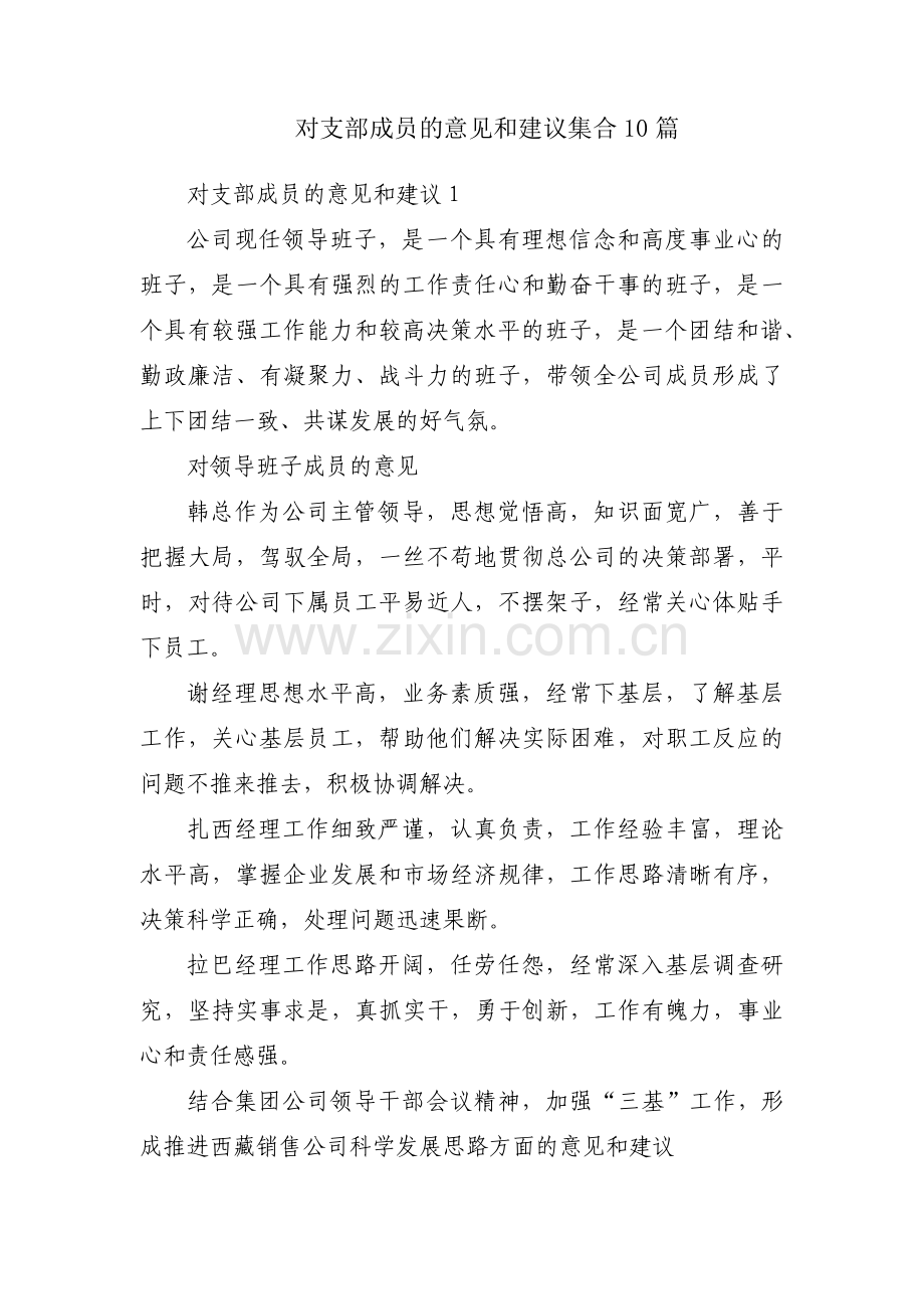 对支部成员的意见和建议集合10篇.pdf_第1页