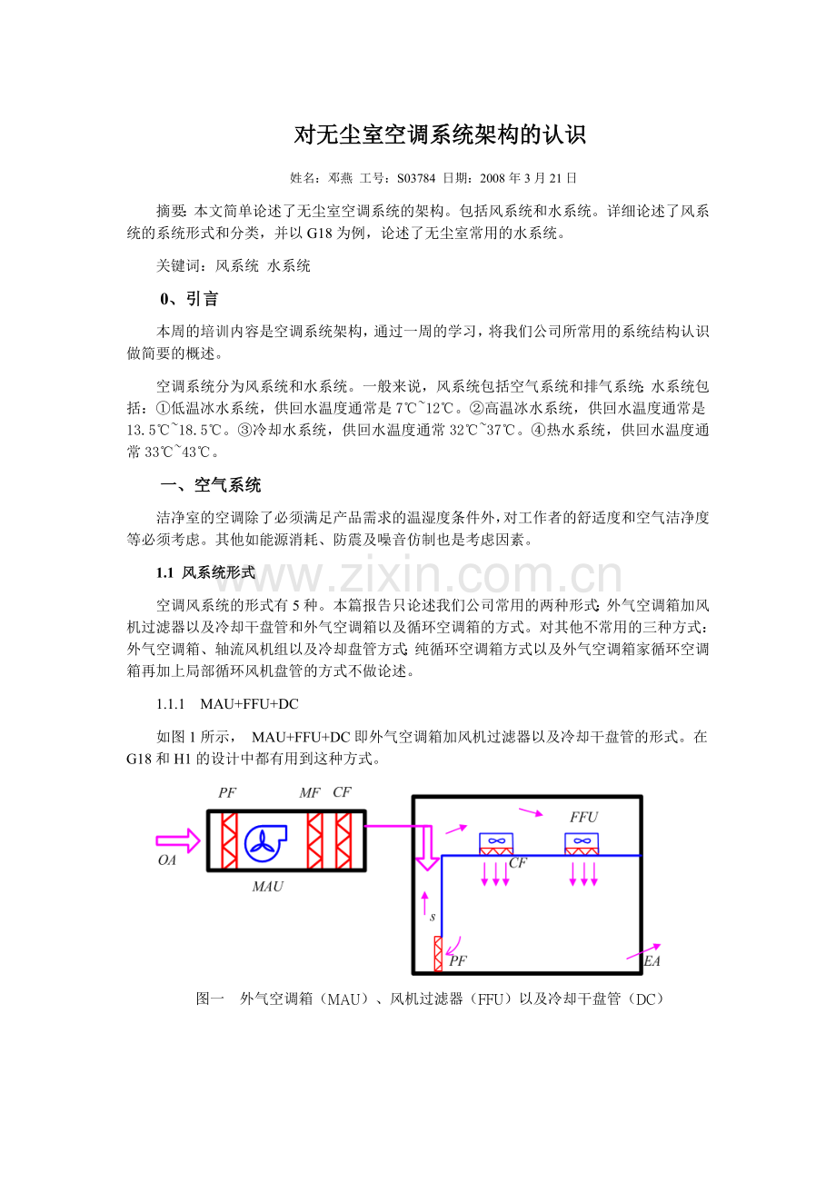 对无尘室空调系统架构的认识--邓燕-典尚设计-三维动画效果图.doc_第1页