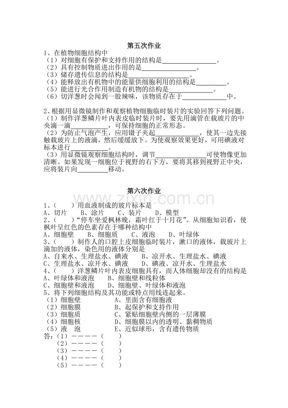 七年级生物上册课堂练习题.doc_第3页