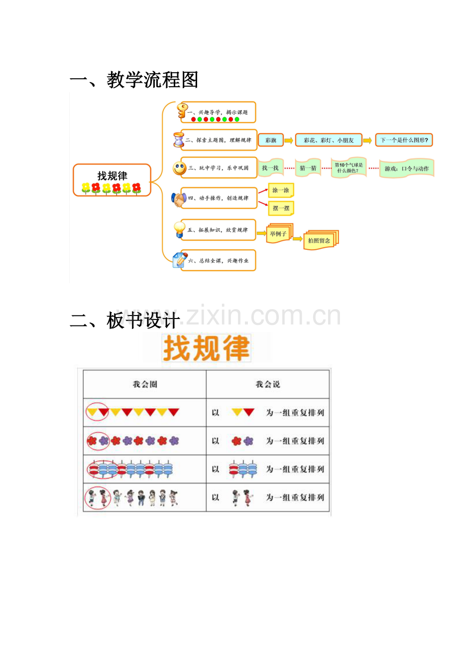 小学数学人教一年级教学流程图、板书设计、辅助练习、电子教材.doc_第1页