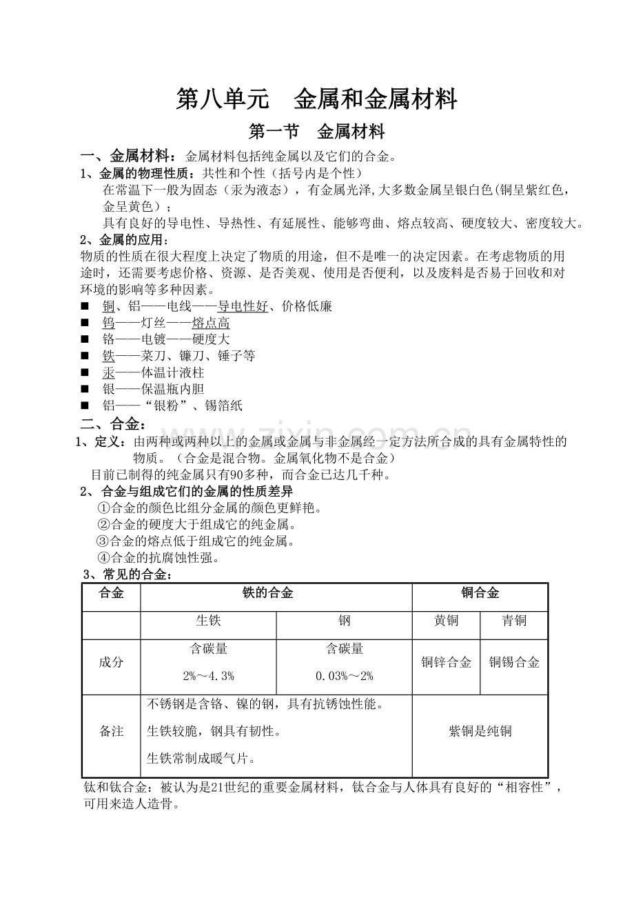 金属材料知识点梳理.docx_第1页