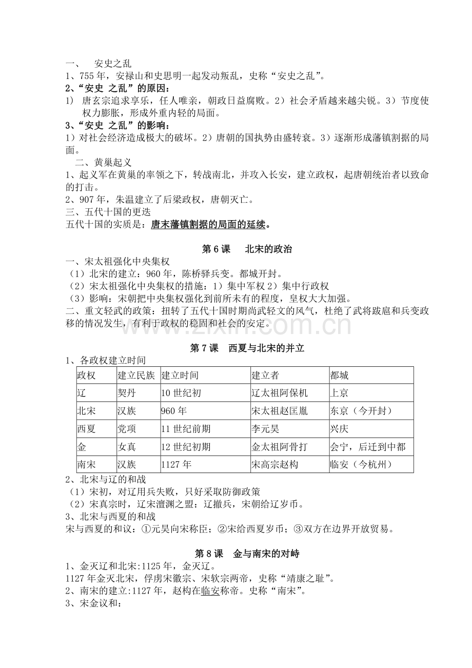 2020部编人教版七年级历史下册知识点归纳(复习提纲).doc_第3页