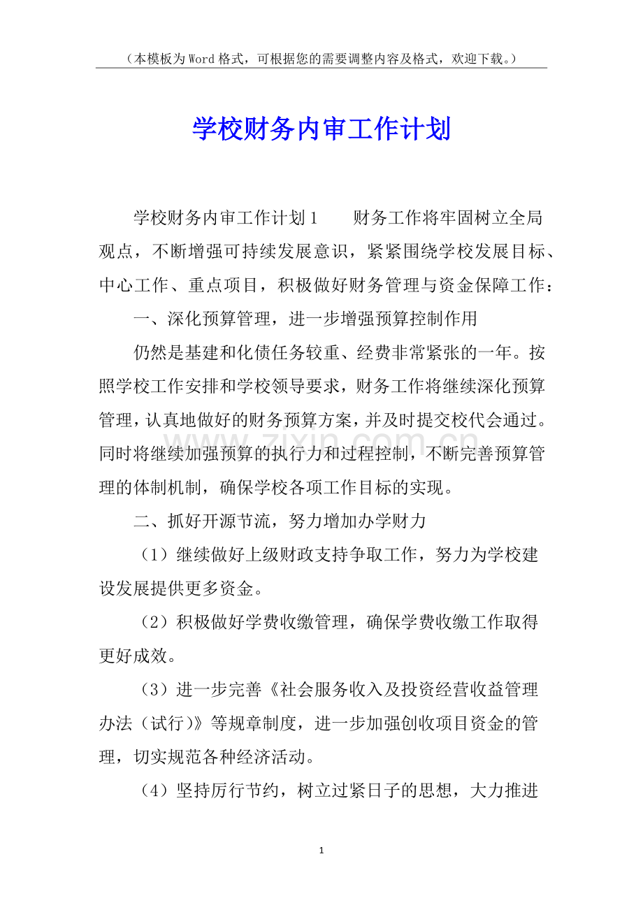 学校财务内审工作计划.docx_第1页