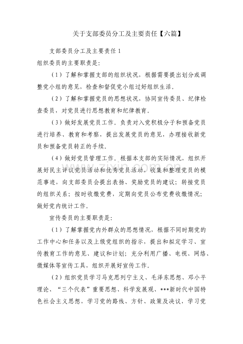 关于支部委员分工及主要责任【六篇】.pdf_第1页