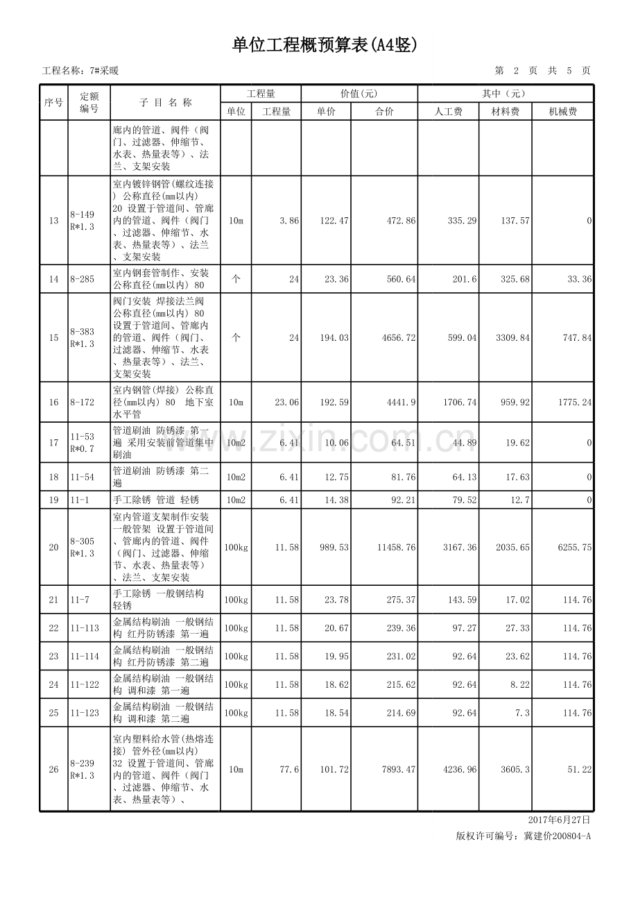 采暖工程预算模板.xls_第3页