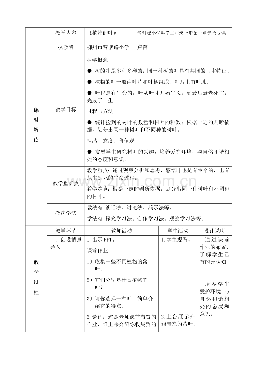 植物的叶--教案.docx_第1页