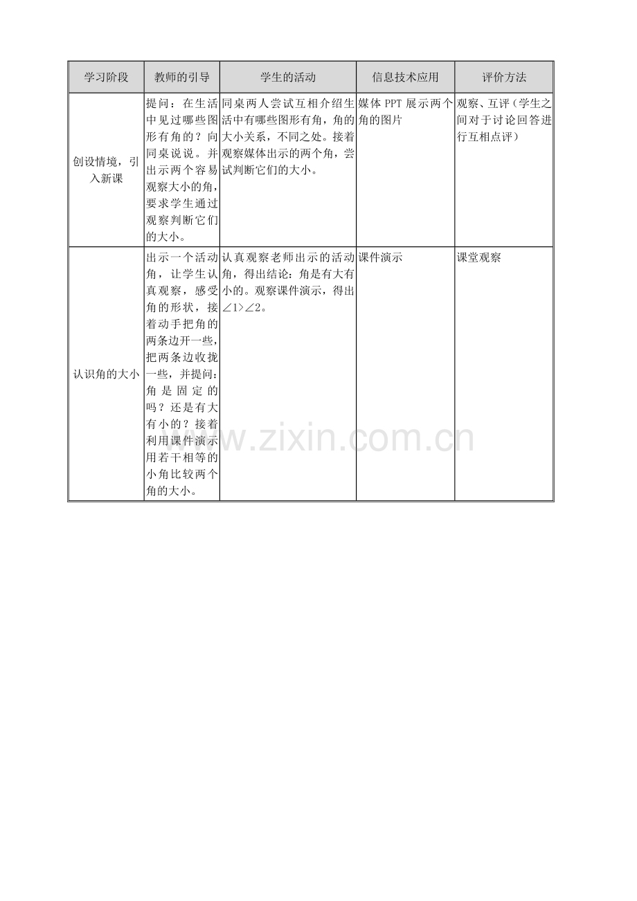 创设情境-引入新课-认识角的大小.doc_第1页