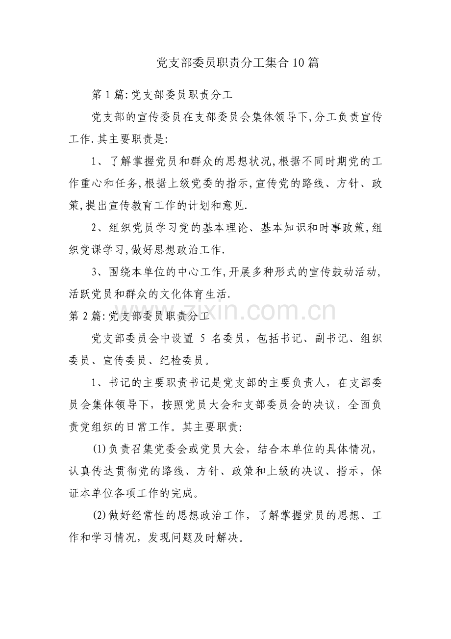 党支部委员职责分工集合10篇.pdf_第1页